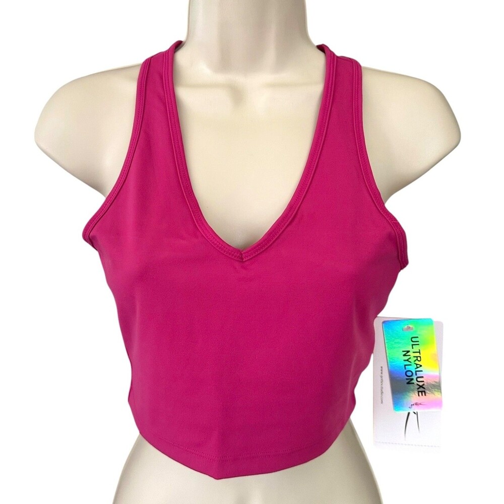 X by Gottex Women's ULTRALUXE NYLON Sports Bra Quick Dry Size M Deep Magenta